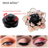 Portable floral makeup kit with high-pigment eyeshadows and blush