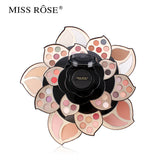 Complete floral makeup set with eyeshadows, blush, and lip colors