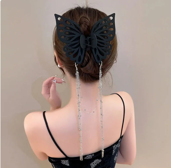 Elegant black back tie hair accessory for women