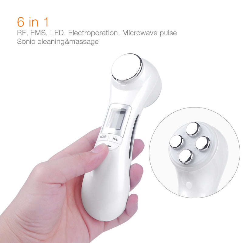6-in-1 LED skin massage beauty device for facial rejuvenation
