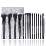 ZOREYA Pro 15 Makeup Brush Set with black handles and soft bristles