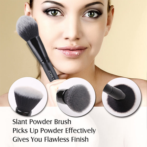 ZOREYA Pro 15 Makeup Brush Set with black handles and soft bristles