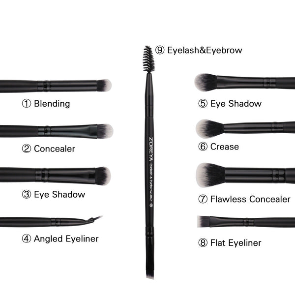 ZOREYA Pro 15 Makeup Brush Set with black handles and soft bristles