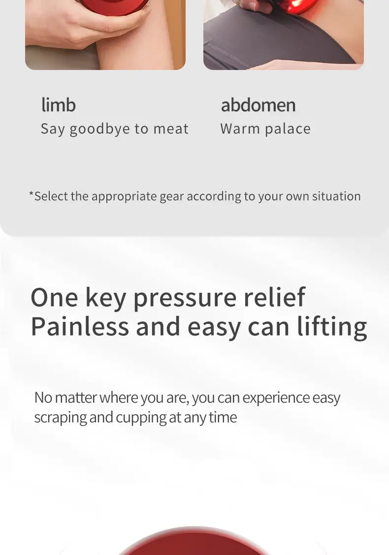 Electric cupping therapy massager | Red light cupping device | Vacuum cupping massager | Portable cupping therapy machine | Rechargeable cupping device | Pain relief cupping massager | Muscle recovery cupping therapy | Deep tissue cupping device | Smart cupping therapy massager