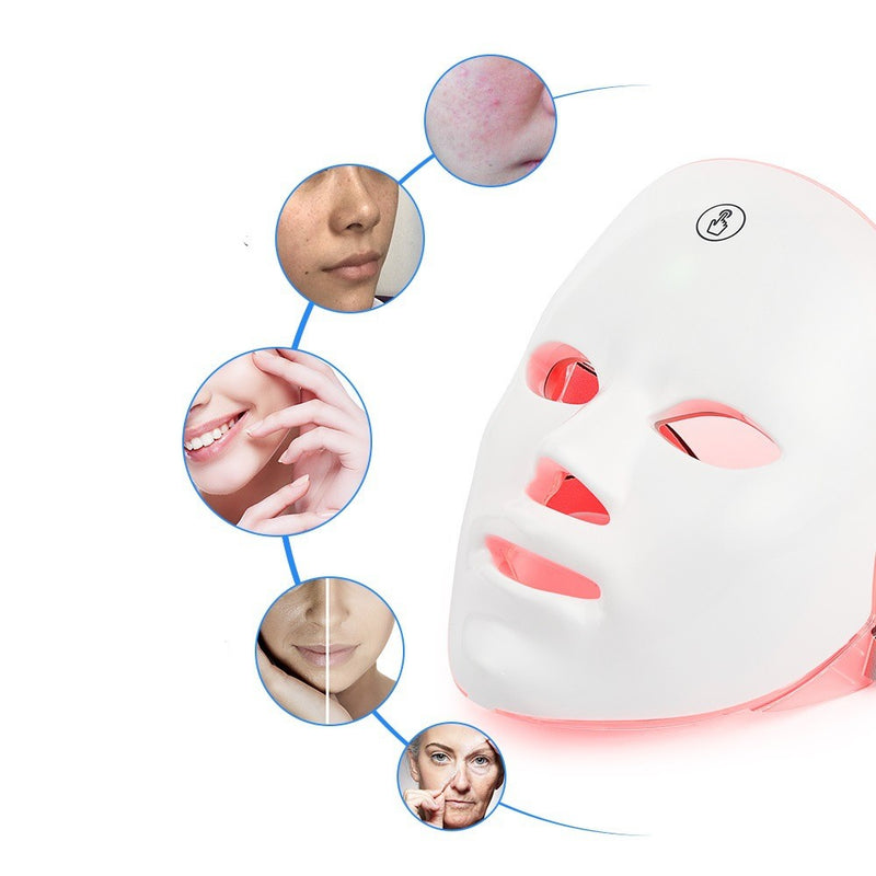 Anti-aging facial device with red and blue LED lights