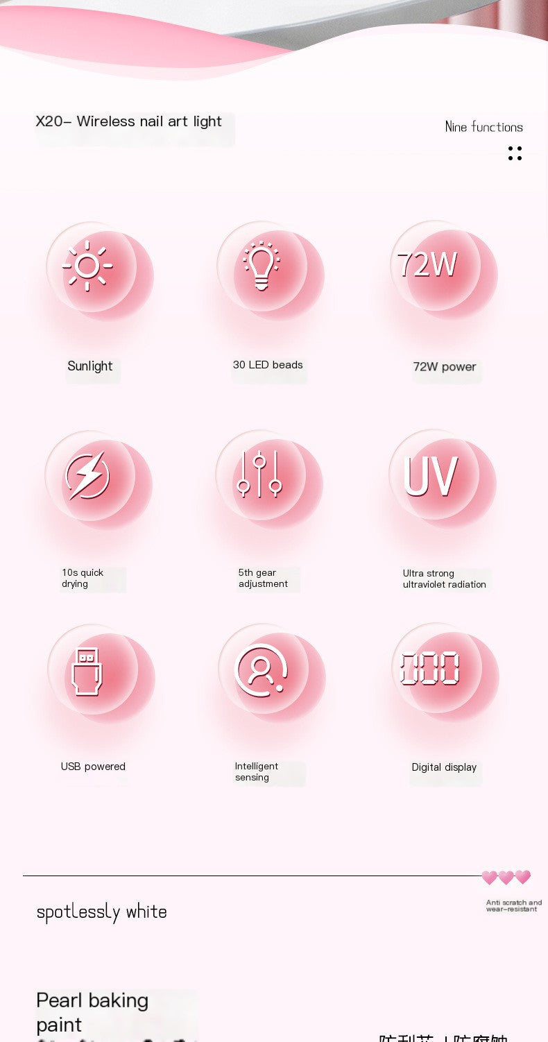 Professional rechargeable nail lamp for salons