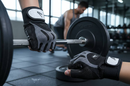 Create an image of open-finger workout gloves