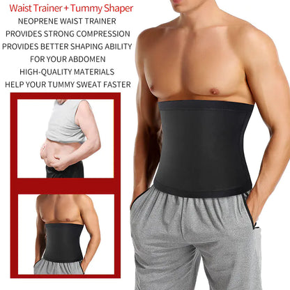 Men's Sauna Body Shaper Waist Trainer Slimming Belt - Full Set